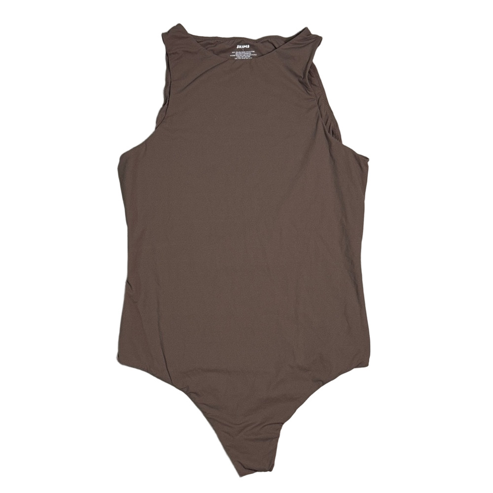 NWOT Skims Large FITS EVERYBODY HIGH NECK Thong BODYSUIT Umber MSRP $60